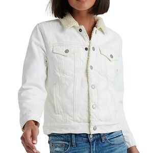 Lucky Brand The Tomboy Trucker Sherpa Lined Jean Jacket in Ivory / Off-White